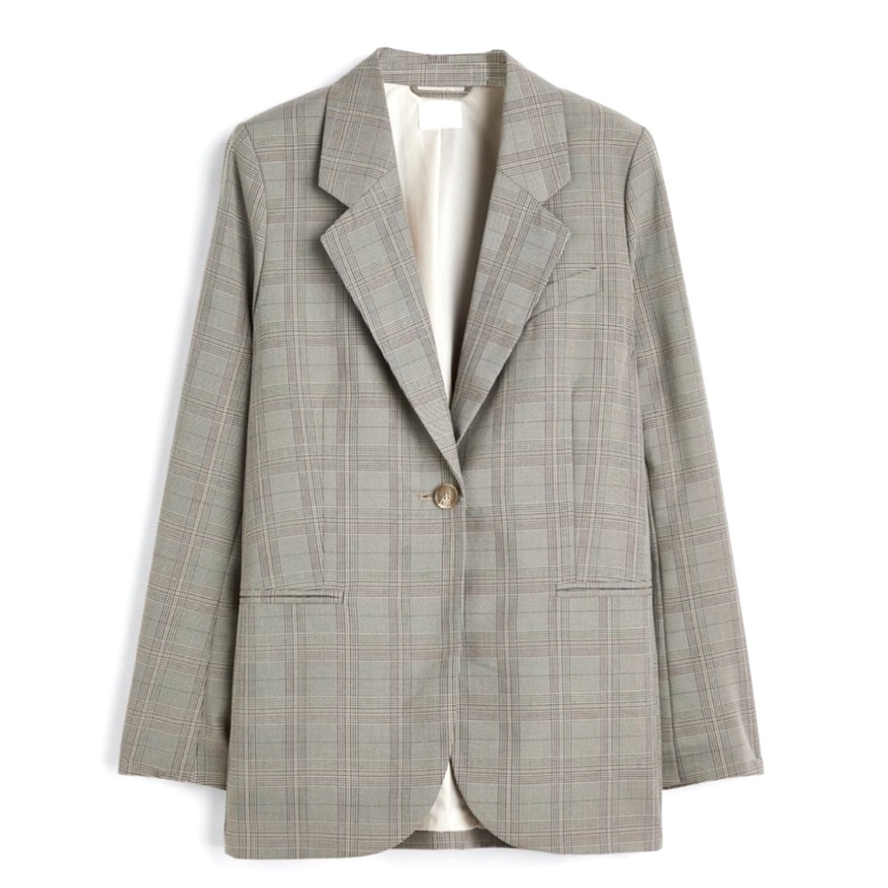 H&M single breasted plaid blazer jacket